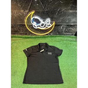 Nike Golf Shirt‎ Womens Size MD Black Polo Dri Fit  Stretch Short Sleeve Active